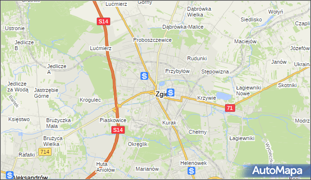 mapa Zgierz, Zgierz na mapie Targeo
