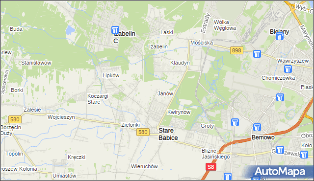 mapa Janów gmina Stare Babice, Janów gmina Stare Babice na mapie Targeo