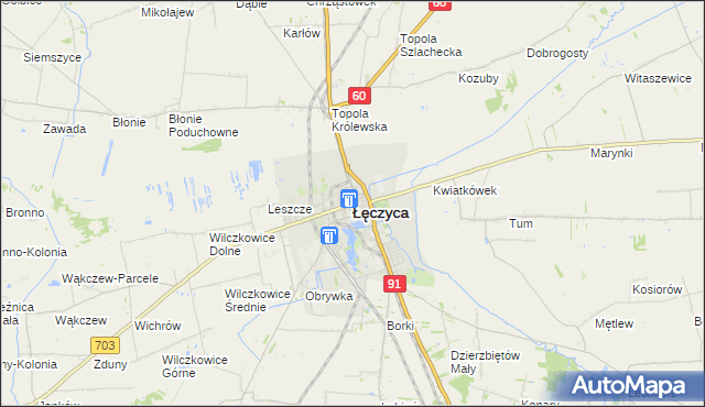 mapa Łęczyca, Łęczyca na mapie Targeo