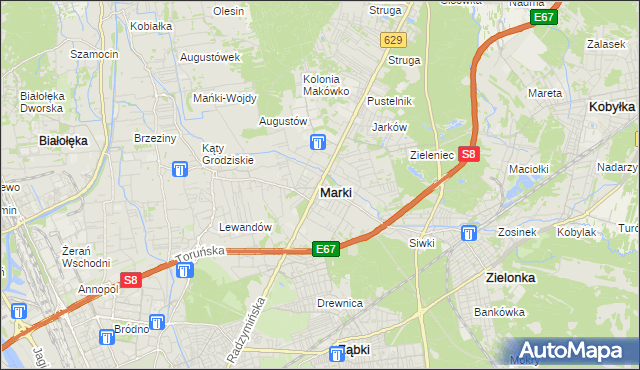mapa Marki powiat wołomiński, Marki powiat wołomiński na mapie Targeo