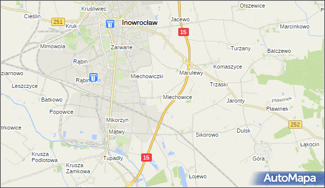 mapa Miechowice gmina Inowrocław, Miechowice gmina Inowrocław na mapie Targeo