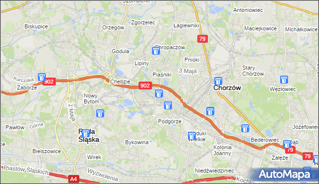 mapa Świętochłowice, Świętochłowice na mapie Targeo