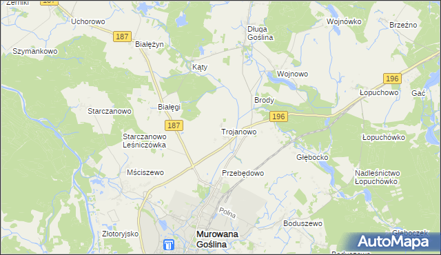 mapa Trojanowo gmina Murowana Goślina, Trojanowo gmina Murowana Goślina na mapie Targeo