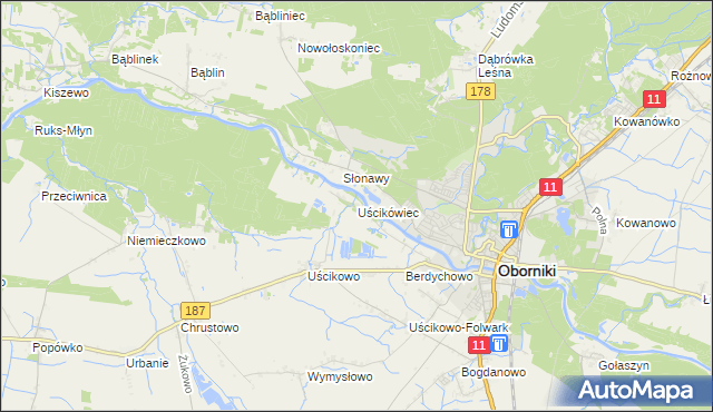 mapa Uścikówiec, Uścikówiec na mapie Targeo