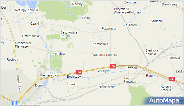 mapa Wielącza-Kolonia, Wielącza-Kolonia na mapie Targeo