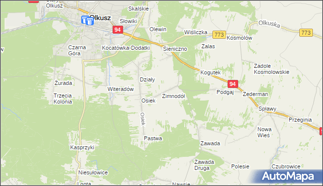 mapa Zimnodół, Zimnodół na mapie Targeo