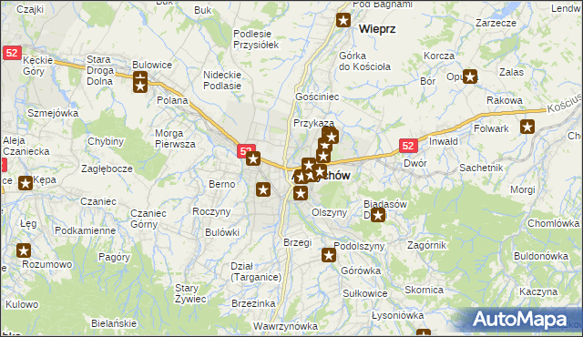mapa Andrychów, Andrychów na mapie Targeo