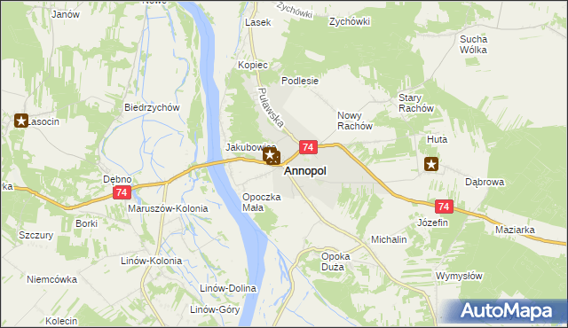mapa Annopol powiat kraśnicki, Annopol powiat kraśnicki na mapie Targeo