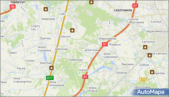 mapa Antoninów gmina Piaseczno, Antoninów gmina Piaseczno na mapie Targeo