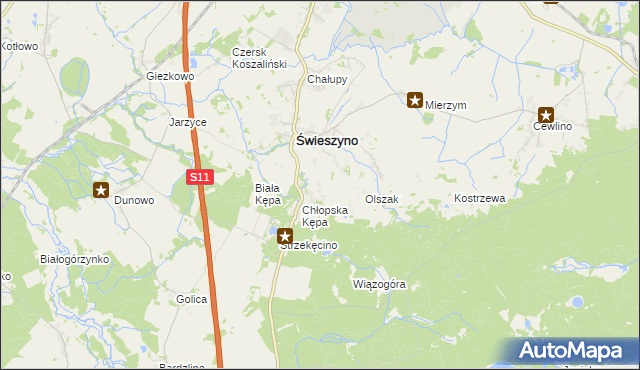 mapa Bagno gmina Świeszyno, Bagno gmina Świeszyno na mapie Targeo