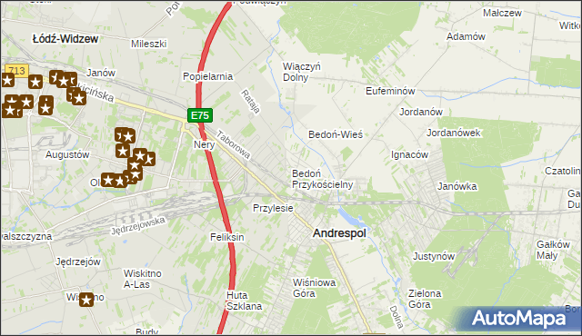 mapa Bedoń Przykościelny, Bedoń Przykościelny na mapie Targeo