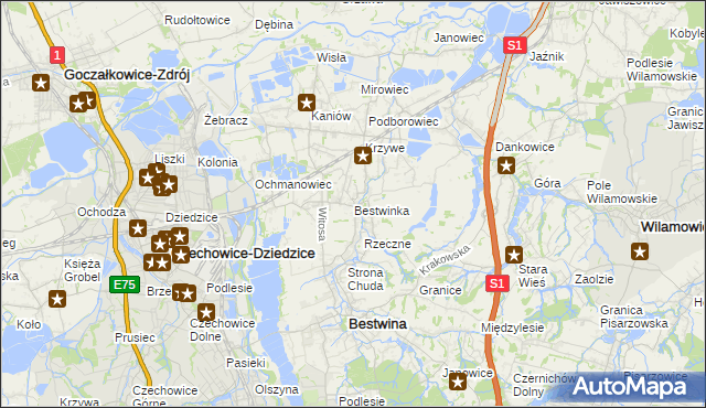 mapa Bestwinka, Bestwinka na mapie Targeo
