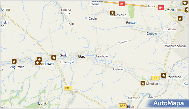 mapa Białoboki, Białoboki na mapie Targeo