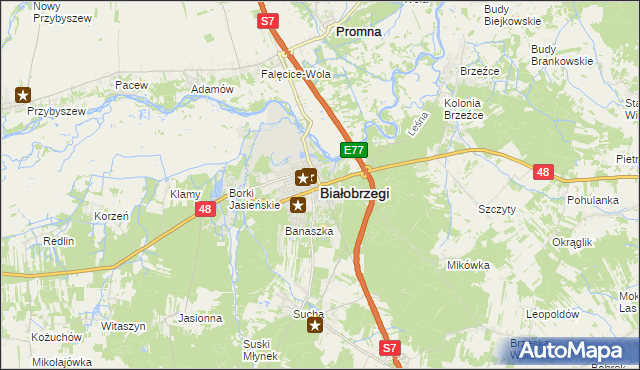 mapa Białobrzegi, Białobrzegi na mapie Targeo