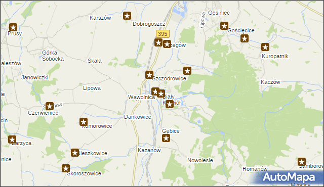 mapa Biały Kościół gmina Strzelin, Biały Kościół gmina Strzelin na mapie Targeo