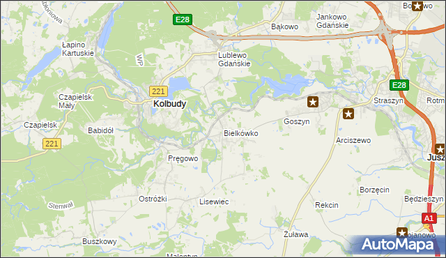 mapa Bielkówko, Bielkówko na mapie Targeo