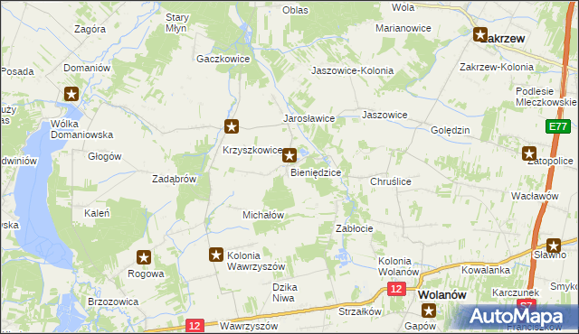 mapa Bieniędzice, Bieniędzice na mapie Targeo