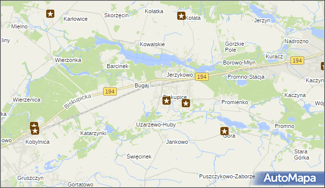 mapa Biskupice gmina Pobiedziska, Biskupice gmina Pobiedziska na mapie Targeo