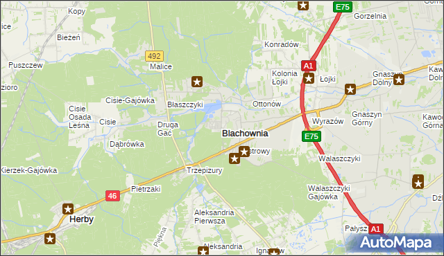mapa Blachownia, Blachownia na mapie Targeo