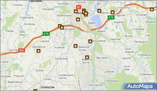 mapa Bładnice Dolne, Bładnice Dolne na mapie Targeo