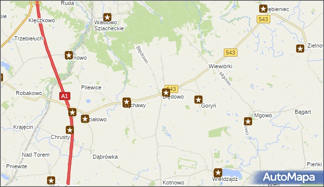 mapa Błędowo gmina Płużnica, Błędowo gmina Płużnica na mapie Targeo