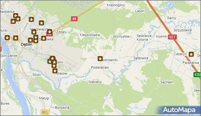 mapa Bobrowniki gmina Ryki, Bobrowniki gmina Ryki na mapie Targeo