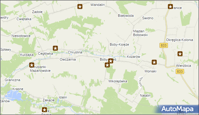 mapa Boby-Wieś, Boby-Wieś na mapie Targeo