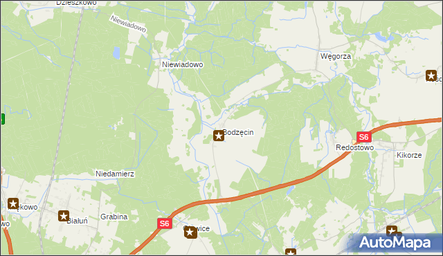 mapa Bodzęcin, Bodzęcin na mapie Targeo