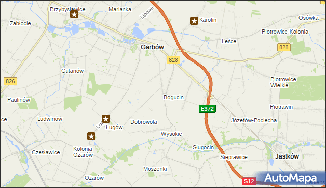 mapa Bogucin gmina Garbów, Bogucin gmina Garbów na mapie Targeo