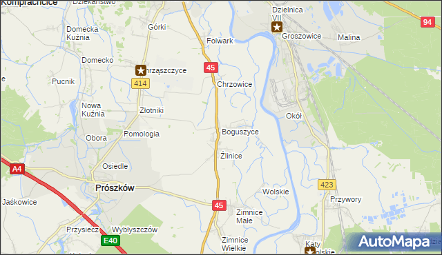 mapa Boguszyce gmina Prószków, Boguszyce gmina Prószków na mapie Targeo