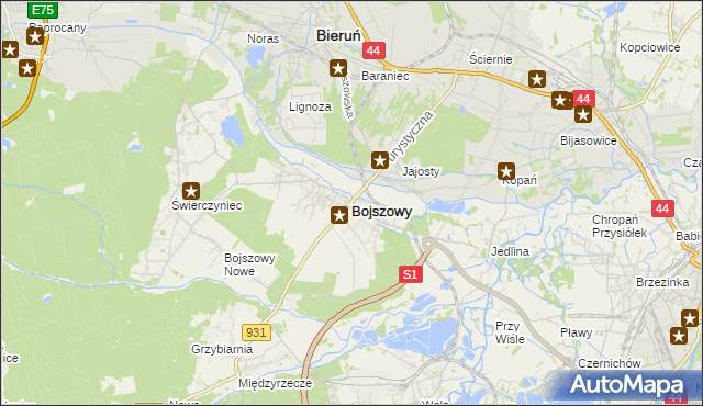 mapa Bojszowy, Bojszowy na mapie Targeo