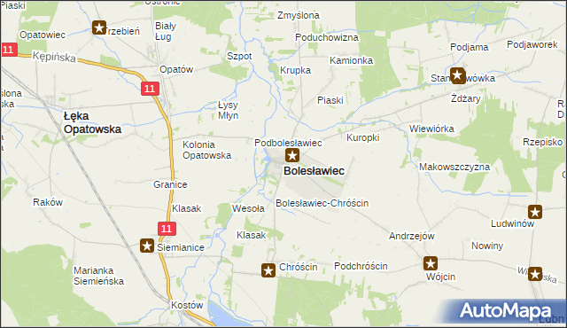 mapa Bolesławiec powiat wieruszowski, Bolesławiec powiat wieruszowski na mapie Targeo