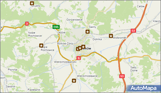 mapa Bolków powiat jaworski, Bolków powiat jaworski na mapie Targeo