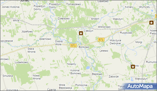 mapa Borkowo gmina Nasielsk, Borkowo gmina Nasielsk na mapie Targeo