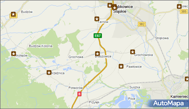 mapa Braszowice, Braszowice na mapie Targeo