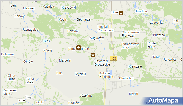 mapa Broszęcin, Broszęcin na mapie Targeo