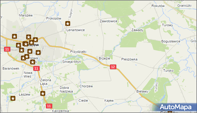 mapa Brzezie gmina Pleszew, Brzezie gmina Pleszew na mapie Targeo