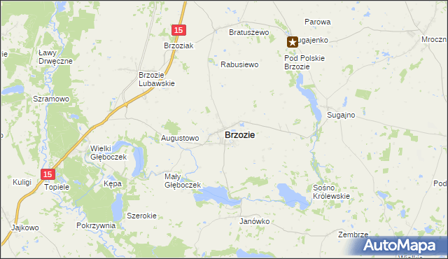 mapa Brzozie powiat brodnicki, Brzozie powiat brodnicki na mapie Targeo