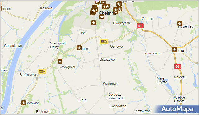 mapa Brzozowo gmina Kijewo Królewskie, Brzozowo gmina Kijewo Królewskie na mapie Targeo