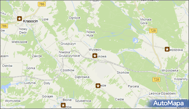 mapa Bukowa gmina Krasocin, Bukowa gmina Krasocin na mapie Targeo