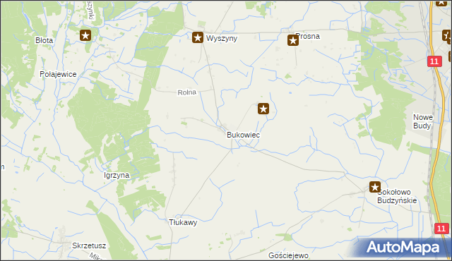 mapa Bukowiec gmina Budzyń, Bukowiec gmina Budzyń na mapie Targeo