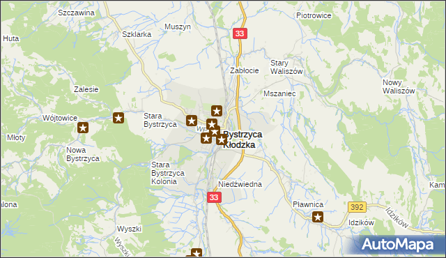 mapa Bystrzyca Kłodzka, Bystrzyca Kłodzka na mapie Targeo