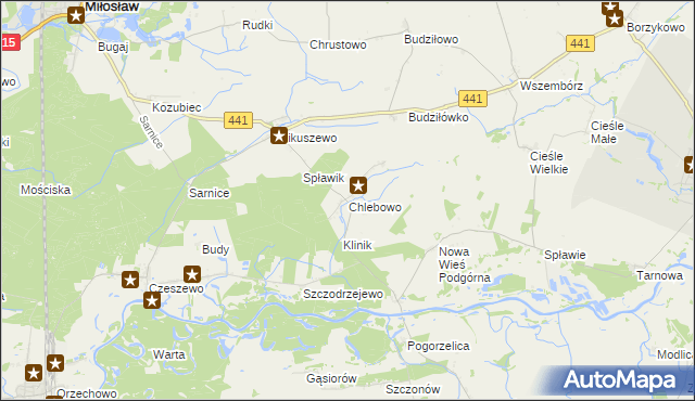 mapa Chlebowo gmina Miłosław, Chlebowo gmina Miłosław na mapie Targeo