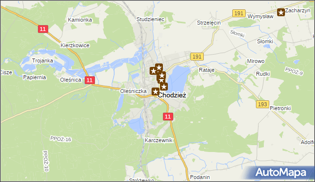 mapa Chodzież, Chodzież na mapie Targeo