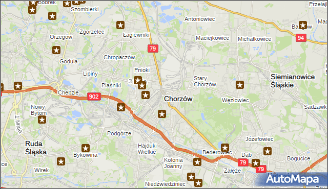 mapa Chorzów, Chorzów na mapie Targeo