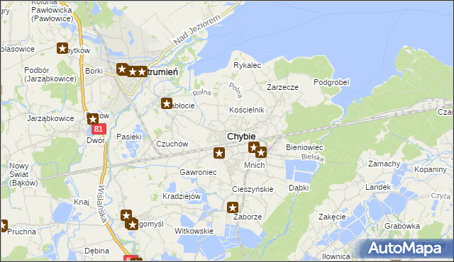 mapa Chybie, Chybie na mapie Targeo