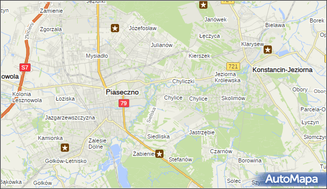 mapa Chylice gmina Piaseczno, Chylice gmina Piaseczno na mapie Targeo