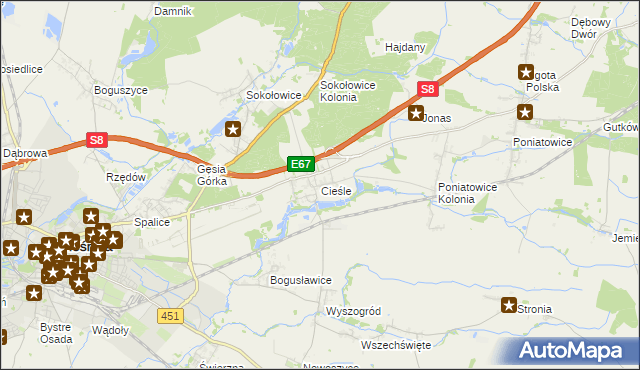 mapa Cieśle gmina Oleśnica, Cieśle gmina Oleśnica na mapie Targeo
