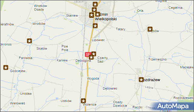 mapa Czarny Sad, Czarny Sad na mapie Targeo