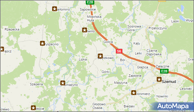 mapa Częstkowo gmina Szemud, Częstkowo gmina Szemud na mapie Targeo